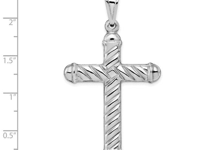 Sterling Silver Rhodium-plated Hollow Cross Pendant (Style QC5419)