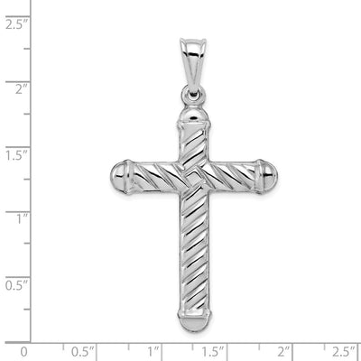 Sterling Silver Rhodium-plated Hollow Cross Pendant, 55 x 32mm
