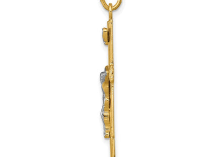 Sterling Silver Platinum-plated & 18k Gold-plated Crucifix Pendant (Style QC5427)