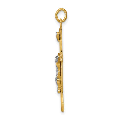 Sterling Silver Platinum-plated & 18K Gold-plated Crucifix Pendant, 35 x 19mm
