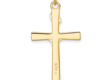 Sterling Silver Platinum-plated & 18k Gold-plated Crucifix Pendant (Style QC5427)