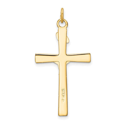 Sterling Silver Platinum-plated & 18K Gold-plated Crucifix Pendant, 35 x 19mm