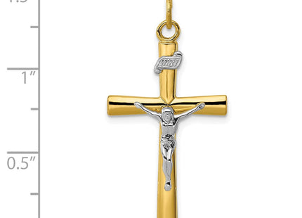 Sterling Silver Platinum-plated & 18k Gold-plated Crucifix Pendant (Style QC5427)