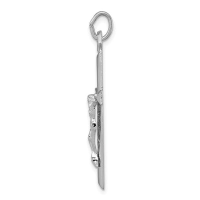 Sterling Silver Platinum-plated Crucifix Pendant, 36 x 18mm