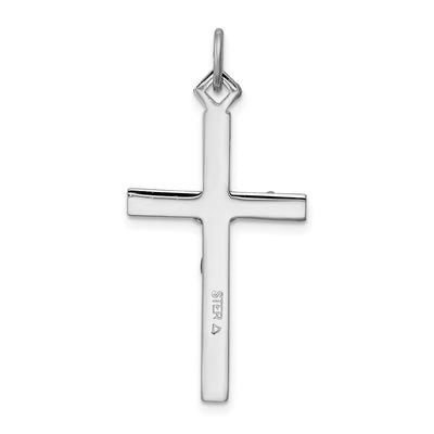 Sterling Silver Platinum-plated Crucifix Pendant, 36 x 18mm