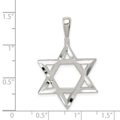 Sterling Silver Star of David Charm, 37 x 24mm