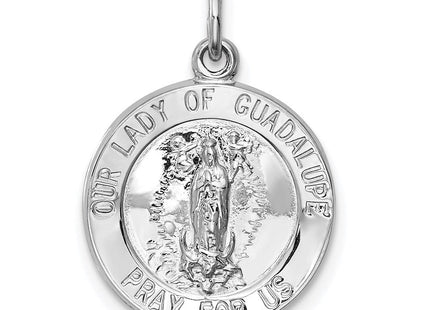 Sterling Silver Rhodium-plated Our Lady of Guadalupe Medal (Style QC5569)