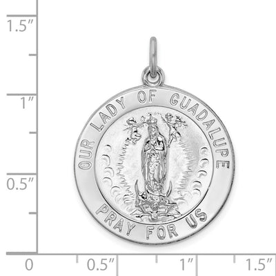 Sterling Silver Rhodium-plated Our Lady of Guadalupe Medal, 31 x 25mm