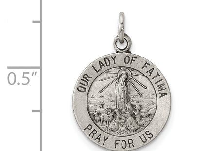 Sterling Silver Antiqued Our Lady of Fatima Medal
