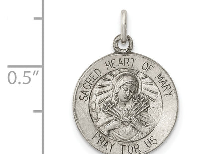 Sterling Silver Antiqued Sacred Heart of Mary Medal
