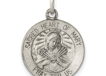 Sterling Silver Antiqued Sacred Heart of Mary Medal