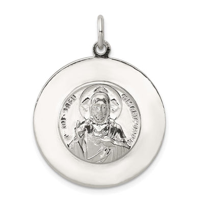 Sterling Silver Queen of the Holy Scapular Medal, 32 x 22mm
