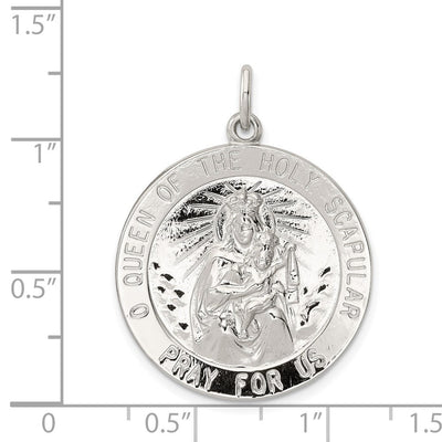 Sterling Silver Queen of the Holy Scapular Medal, 32 x 22mm