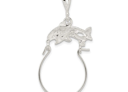 Sterling Silver Dolphin Charm Holder (Style QC562)