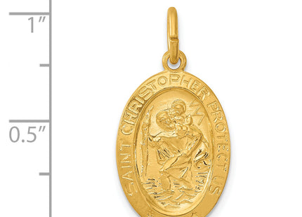 24k Gold-plated Sterling Silver Saint Christopher Medal, 25 x 17mm