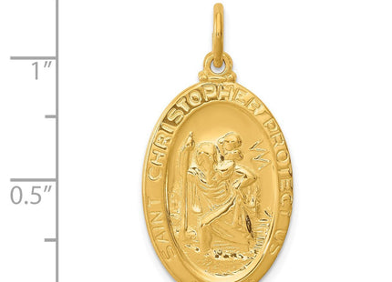 24k Gold-plated Sterling Silver Saint Christopher Medal (Style QC5627)