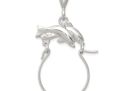 Sterling Silver Dolphin Charm Holder (Style QC562)