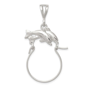 Sterling Silver Dolphin Charm Holder (Style QC562)