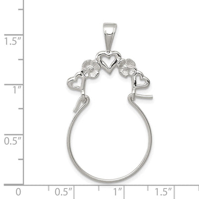 Sterling Silver Heart Charm Holder, 33.3 x 21.4mm