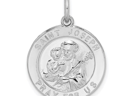 Sterling Silver Rhodium-plated Saint Joseph Medal (Style QC5681)