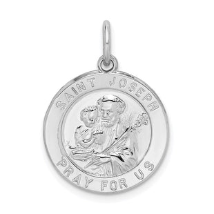 Sterling Silver Rhodium-plated Saint Joseph Medal (Style QC5681)