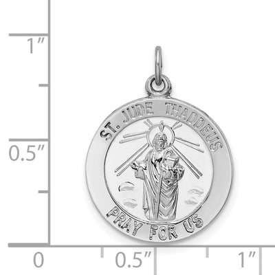 Sterling Silver Rhodium-plated Saint Jude Thaddeus Medal, 26 x 19mm