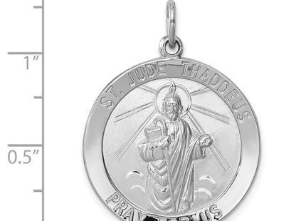 Sterling Silver Rhodium-plated Saint Jude Thaddeus Medal (Style QC5691)