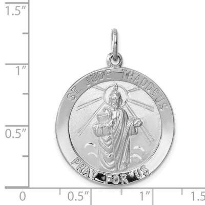 Sterling Silver Rhodium-plated Saint Jude Thaddeus Medal, 35 x 25mm