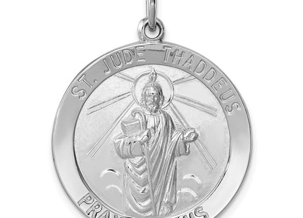 Sterling Silver Rhodium-plated Saint Jude Thaddeus Medal (Style QC5691)
