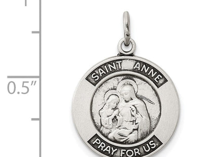 Sterling Silver Antiqued Saint Anne Medal (Style QC5717)