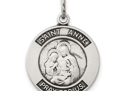 Sterling Silver Antiqued Saint Anne Medal (Style QC5717)