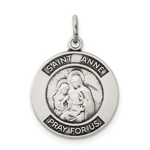 Sterling Silver Antiqued Saint Anne Medal (Style QC5717)