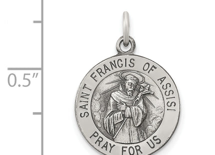 Sterling Silver Antiqued Saint Francis of Assisi Medal