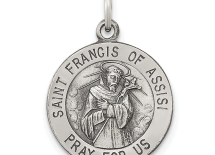 Sterling Silver Antiqued Saint Francis of Assisi Medal