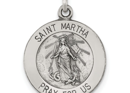 Sterling Silver Antiqued Saint Martha Medal