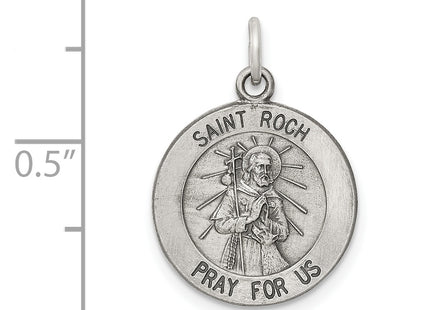 Sterling Silver Antiqued Saint Roch Medal