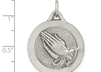 Sterling Silver Antiqued Praying Hands Pendant