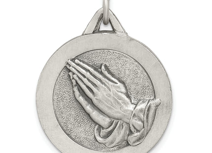 Sterling Silver Antiqued Praying Hands Pendant