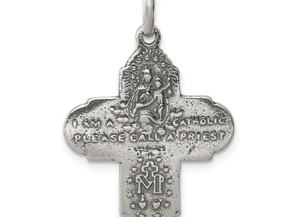 Sterling Silver Antiqued Reversible 4-way Medal
