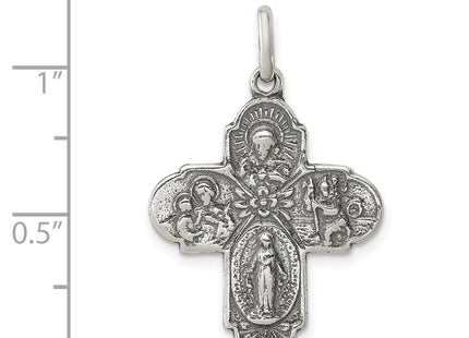 Sterling Silver Antiqued Reversible 4-way Medal