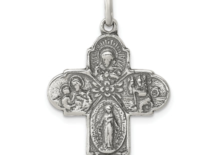 Sterling Silver Antiqued Reversible 4-way Medal