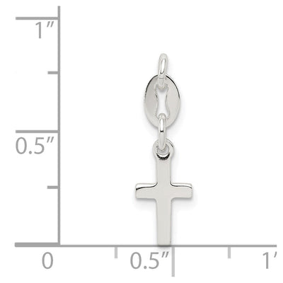 Sterling Silver Cross Charm, 12 x 9mm