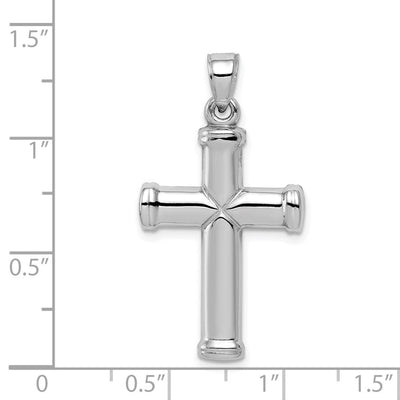 Sterling Silver Rhodium-plated Hollow Reversible Cross Pendant, 35 x 18mm