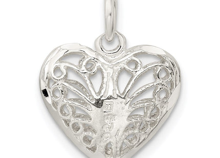 Sterling silver heart charm, further view