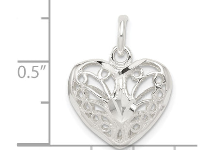 Sterling silver heart charm, another view