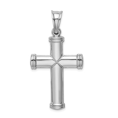 Sterling Silver Rhodium-plated Hollow Reversible Cross Pendant, 48 x 25mm