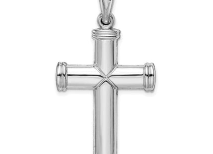 Sterling Silver Rhodium-plated Diamond -cut Reversible Cross Pendant (Style QC5841)