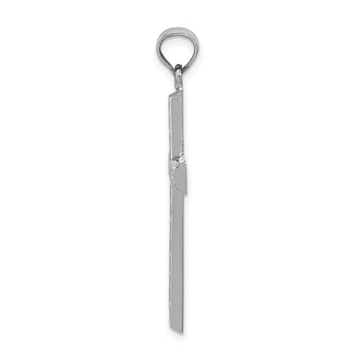 Sterling Silver Rhodium-plated Diamond Cut Cross Pendant, 40 x 21mm