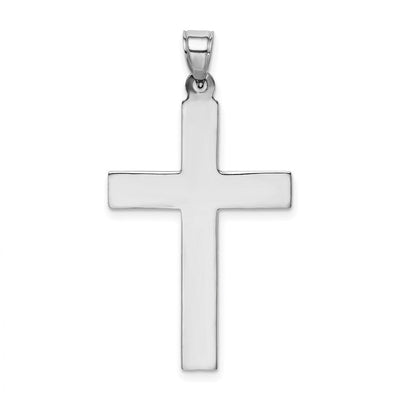 Sterling Silver Rhodium-plated Diamond Cut Cross Pendant, 40 x 21mm