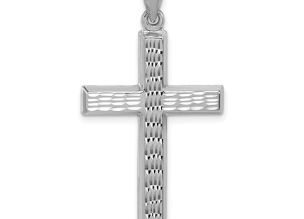 Sterling Silver Rhodium-plated Diamond Cut Cross Pendant (Style QC5854)